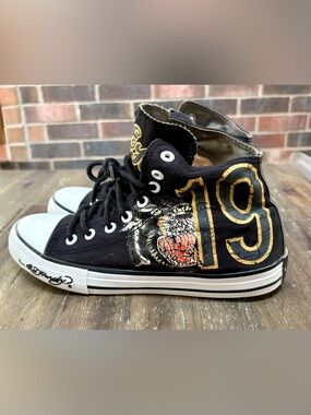 Vintage Y2K Ed Hardy x Converse All Star Tattoo Tiger High Top Sneakers - sz 9